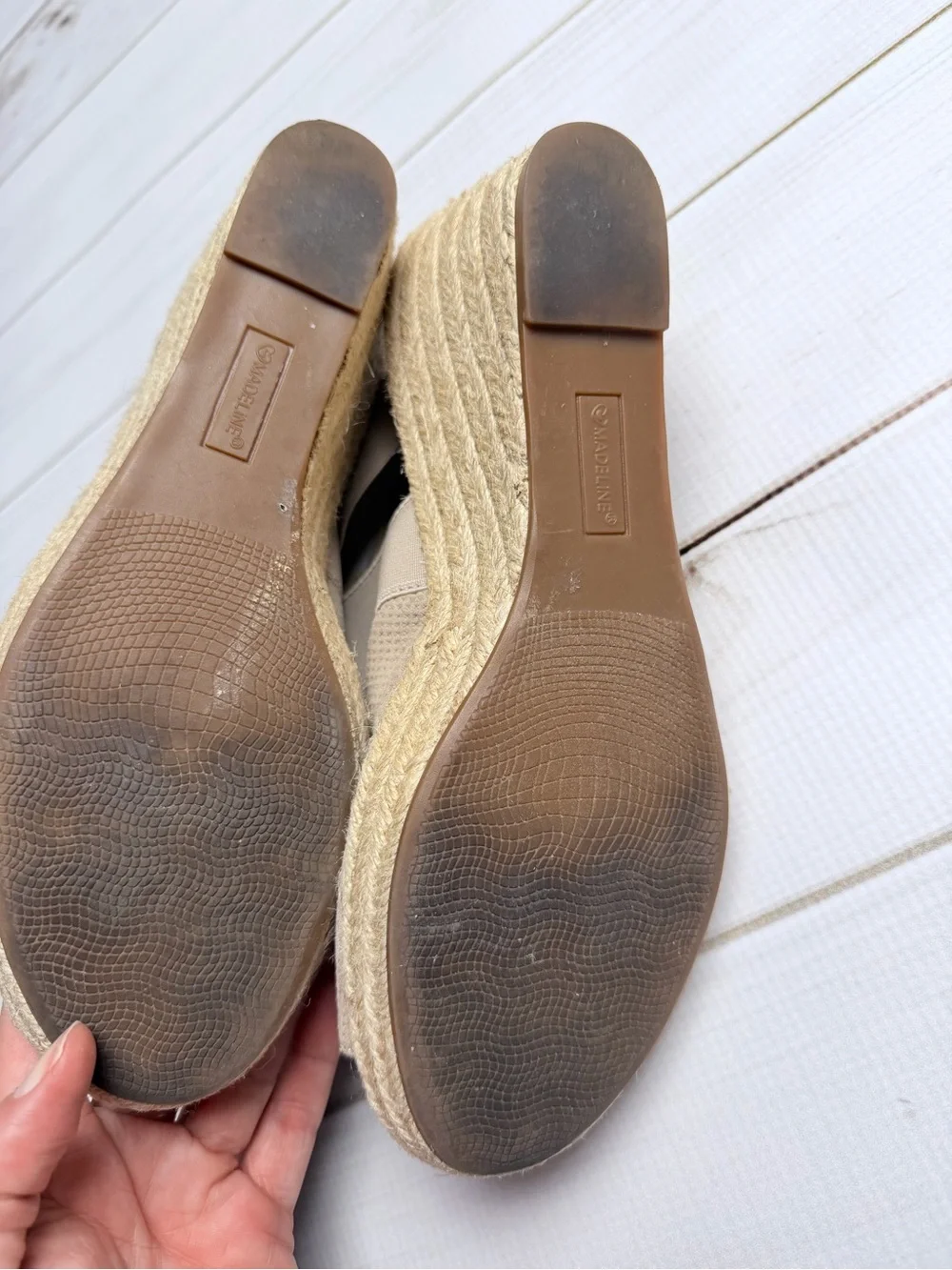 Madeline Taupe Beige Espadrille Wedge Sandals